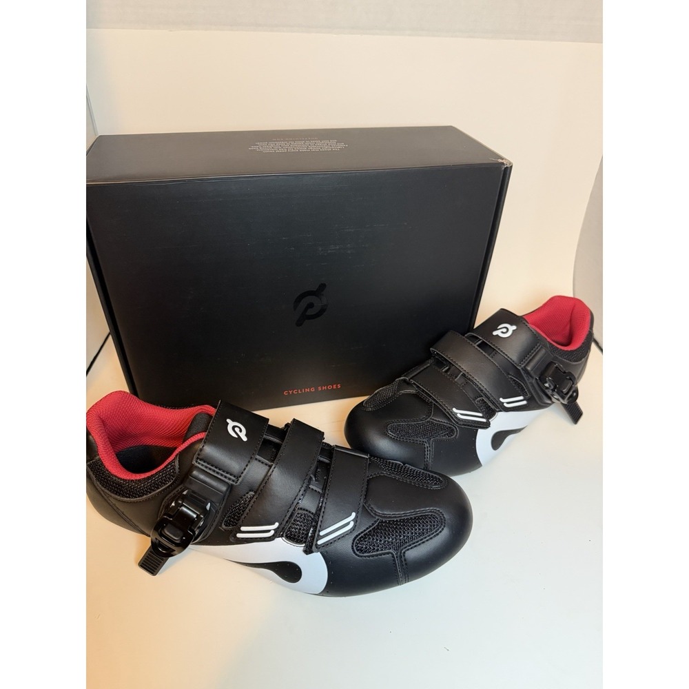Peloton Indoor Cycling Shoes Black Red Ratchet Strap Bike Shoes With Box, 42